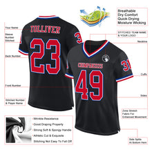 Load image into Gallery viewer, Custom Black Red-Royal Mesh Authentic Throwback Football Jersey