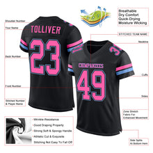Load image into Gallery viewer, Custom Black Pink-Light Blue Mesh Authentic Football Jersey