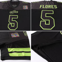 Load image into Gallery viewer, Custom Black Black-Neon Green Mesh Authentic Football Jersey