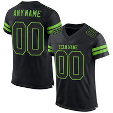 Load image into Gallery viewer, Custom Black Black-Neon Green Mesh Authentic Football Jersey