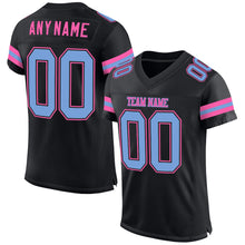 Load image into Gallery viewer, Custom Black Light Blue-Pink Mesh Authentic Football Jersey