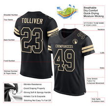 Load image into Gallery viewer, Custom Black Black-Cream Mesh Authentic Football Jersey