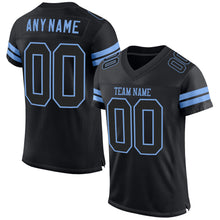 Load image into Gallery viewer, Custom Black Black-Light Blue Mesh Authentic Football Jersey
