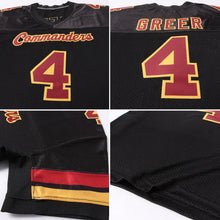 Load image into Gallery viewer, Custom Black Burgundy-Gold Mesh Authentic Football Jersey