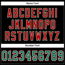 Load image into Gallery viewer, Custom Black Kelly Green-Red Mesh Authentic Football Jersey