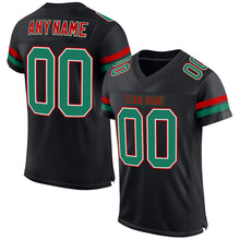 Load image into Gallery viewer, Custom Black Kelly Green-Red Mesh Authentic Football Jersey