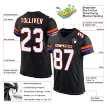 Load image into Gallery viewer, Custom Black White-Orange Mesh Authentic Football Jersey
