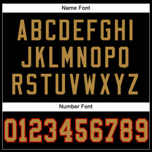 Load image into Gallery viewer, Custom Black Old Gold-Red Mesh Authentic Football Jersey