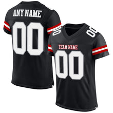 Load image into Gallery viewer, Custom Black White-Gray Mesh Authentic Football Jersey