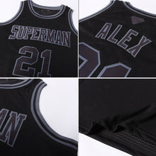 Load image into Gallery viewer, Custom Black Black-Steel Gray Authentic Throwback Basketball Jersey