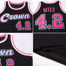 Load image into Gallery viewer, Custom Black Pink-Light Blue Authentic Throwback Basketball Jersey