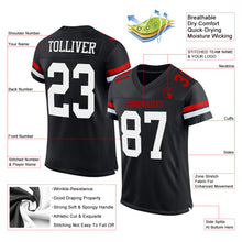Load image into Gallery viewer, Custom Black White-Red Mesh Authentic Football Jersey