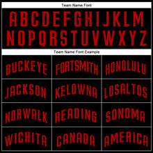 Load image into Gallery viewer, Custom Black Red Authentic Baseball Jersey