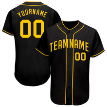 Load image into Gallery viewer, Custom Black Gold Authentic Baseball Jersey