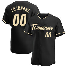 Load image into Gallery viewer, Custom Black Cream Authentic Baseball Jersey