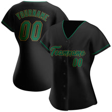 Load image into Gallery viewer, Custom Black Kelly Green-Old Gold Authentic Baseball Jersey