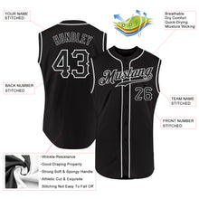 Load image into Gallery viewer, Custom Black Black-White Authentic Sleeveless Baseball Jersey