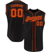 Load image into Gallery viewer, Custom Black Orange Authentic Sleeveless Baseball Jersey