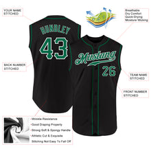 Load image into Gallery viewer, Custom Black Kelly Green-White Authentic Sleeveless Baseball Jersey