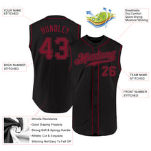 Load image into Gallery viewer, Custom Black Crimson Authentic Sleeveless Baseball Jersey