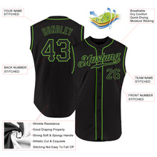 Load image into Gallery viewer, Custom Black Black-Neon Green Authentic Sleeveless Baseball Jersey