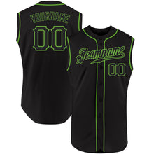 Load image into Gallery viewer, Custom Black Black-Neon Green Authentic Sleeveless Baseball Jersey