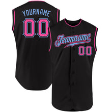 Load image into Gallery viewer, Custom Black Pink-Light Blue Authentic Sleeveless Baseball Jersey