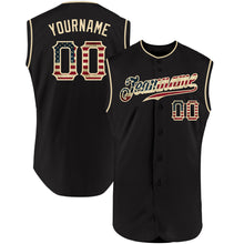 Load image into Gallery viewer, Custom Black Vintage USA Flag-Cream Authentic Sleeveless Baseball Jersey