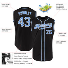 Load image into Gallery viewer, Custom Black Light Blue-White Authentic Sleeveless Baseball Jersey