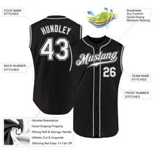 Load image into Gallery viewer, Custom Black White-Gray Authentic Sleeveless Baseball Jersey