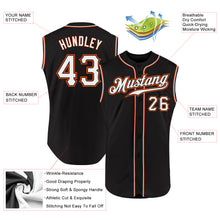 Load image into Gallery viewer, Custom Black White-Orange Authentic Sleeveless Baseball Jersey