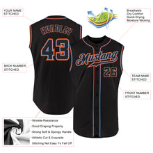 Load image into Gallery viewer, Custom Black Black-Orange Authentic Sleeveless Baseball Jersey