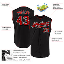 Load image into Gallery viewer, Custom Black Red-White Authentic Sleeveless Baseball Jersey