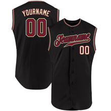 Load image into Gallery viewer, Custom Black Crimson-City Cream Authentic Sleeveless Baseball Jersey