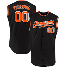 Load image into Gallery viewer, Custom Black Orange-White Authentic Sleeveless Baseball Jersey