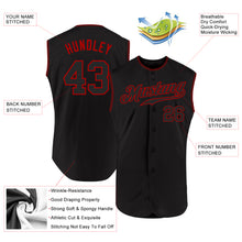 Load image into Gallery viewer, Custom Black Black-Red Authentic Sleeveless Baseball Jersey