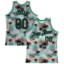 Load image into Gallery viewer, Custom Black Black-Kelly Green 3D Pattern Tropical Hawaii Palm Leaves Authentic Basketball Jersey