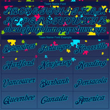 Load image into Gallery viewer, Custom Black Navy-Teal 3D Pattern Design Autism Awareness Puzzle Pieces Authentic Basketball Jersey