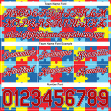 Load image into Gallery viewer, Custom Black Red-Royal 3D Pattern Design Autism Awareness Puzzle Pieces Authentic Basketball Shorts