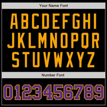 Load image into Gallery viewer, Custom Black Purple-Gold Authentic Baseball Jersey