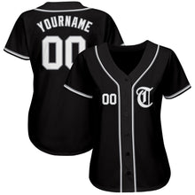 Load image into Gallery viewer, Custom Black White-Gray Authentic Baseball Jersey