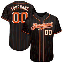 Load image into Gallery viewer, Custom Black Orange Pinstripe Orange-White Authentic Baseball Jersey
