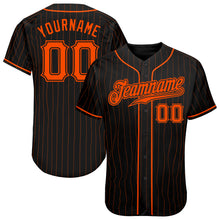 Load image into Gallery viewer, Custom Black Orange Pinstripe Orange-Black Authentic Baseball Jersey