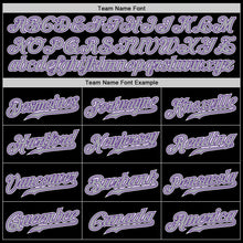 Load image into Gallery viewer, Custom Black Gray Pinstripe Gray-Purple Authentic Baseball Jersey