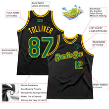 Load image into Gallery viewer, Custom Black Kelly Green-Gold Authentic Throwback Basketball Jersey
