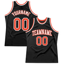 Load image into Gallery viewer, Custom Black Orange-White Authentic Throwback Basketball Jersey