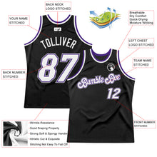 Load image into Gallery viewer, Custom Black White-Purple Authentic Throwback Basketball Jersey