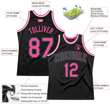 Load image into Gallery viewer, Custom Black Pink-Kelly Green Authentic Throwback Basketball Jersey
