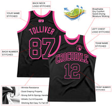 Load image into Gallery viewer, Custom Black Black-Pink Authentic Throwback Basketball Jersey