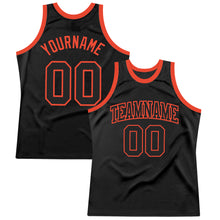 Load image into Gallery viewer, Custom Black Black-Orange Authentic Throwback Basketball Jersey